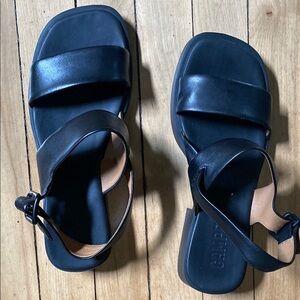 Camper Dana Black Leather Sandals 38